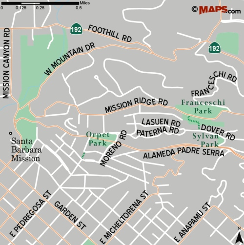 map orpet franceschi park santa barbara urban hike trail